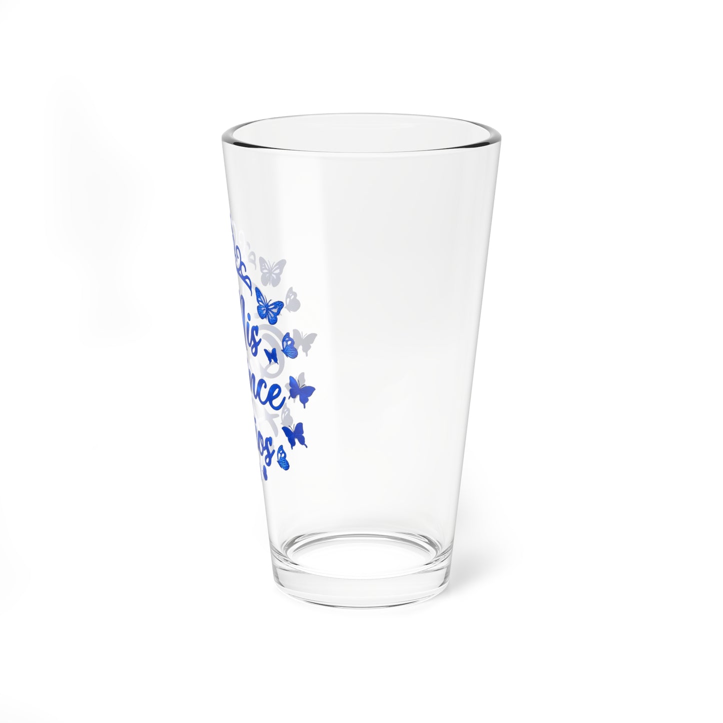 Mis XV Años Blue Butterfly Mandala Floral 16oz Mixing Glass