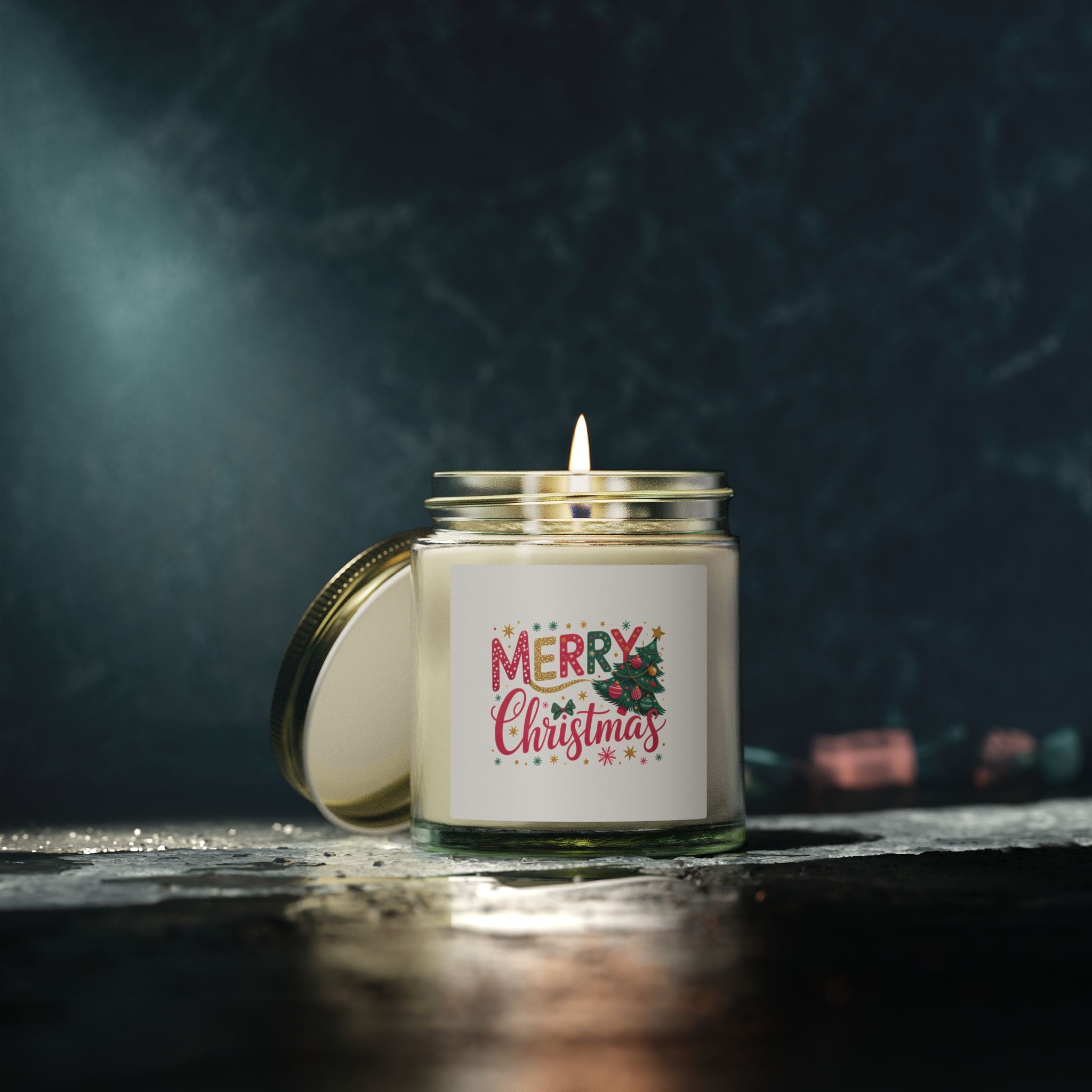 Merry Christmas Holiday Candle | Coconut Apricot Wax Jar 4oz 9oz