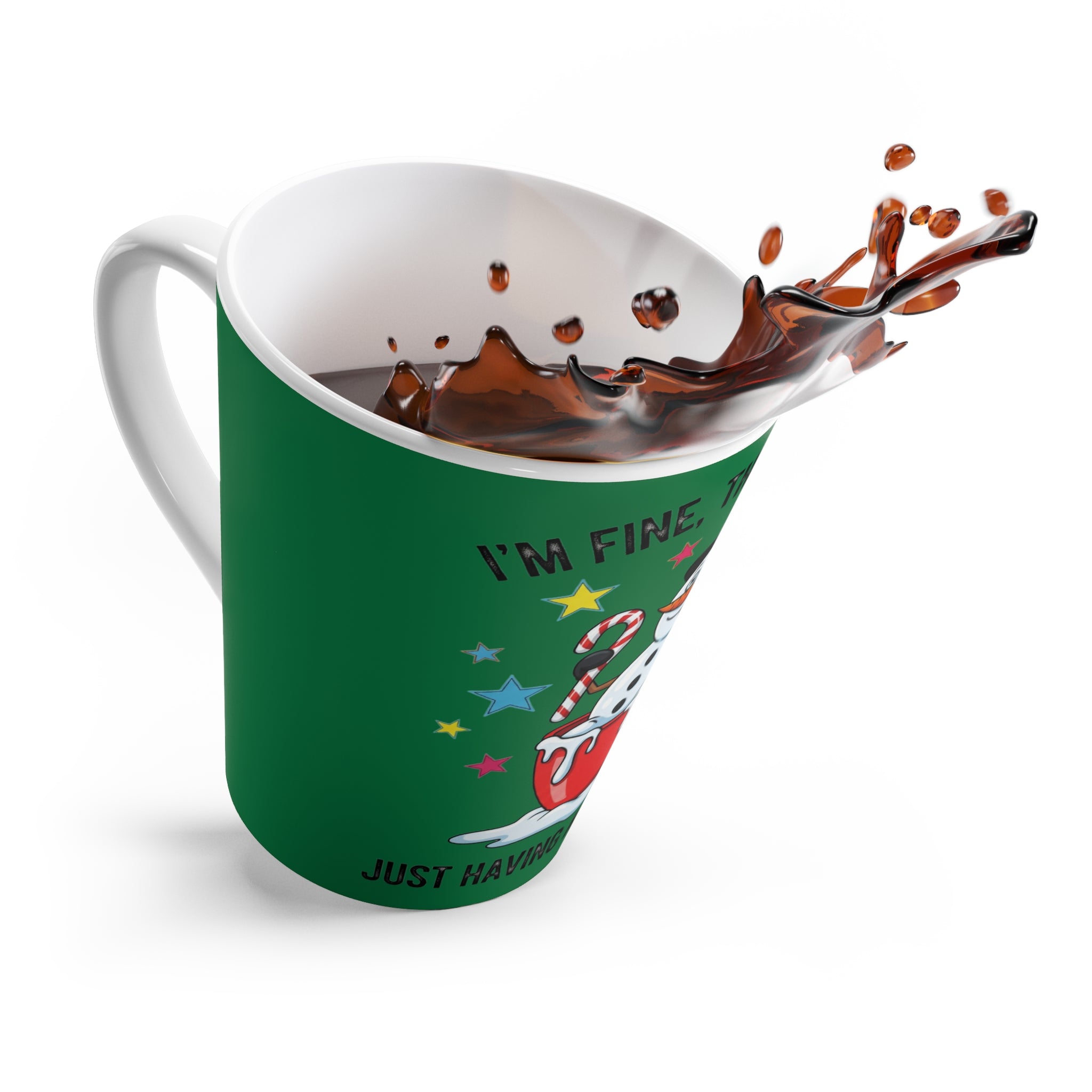 I’m Fine This Is Fine Snowman Latte Mug | Melting Snowman Holiday Coffee Cup