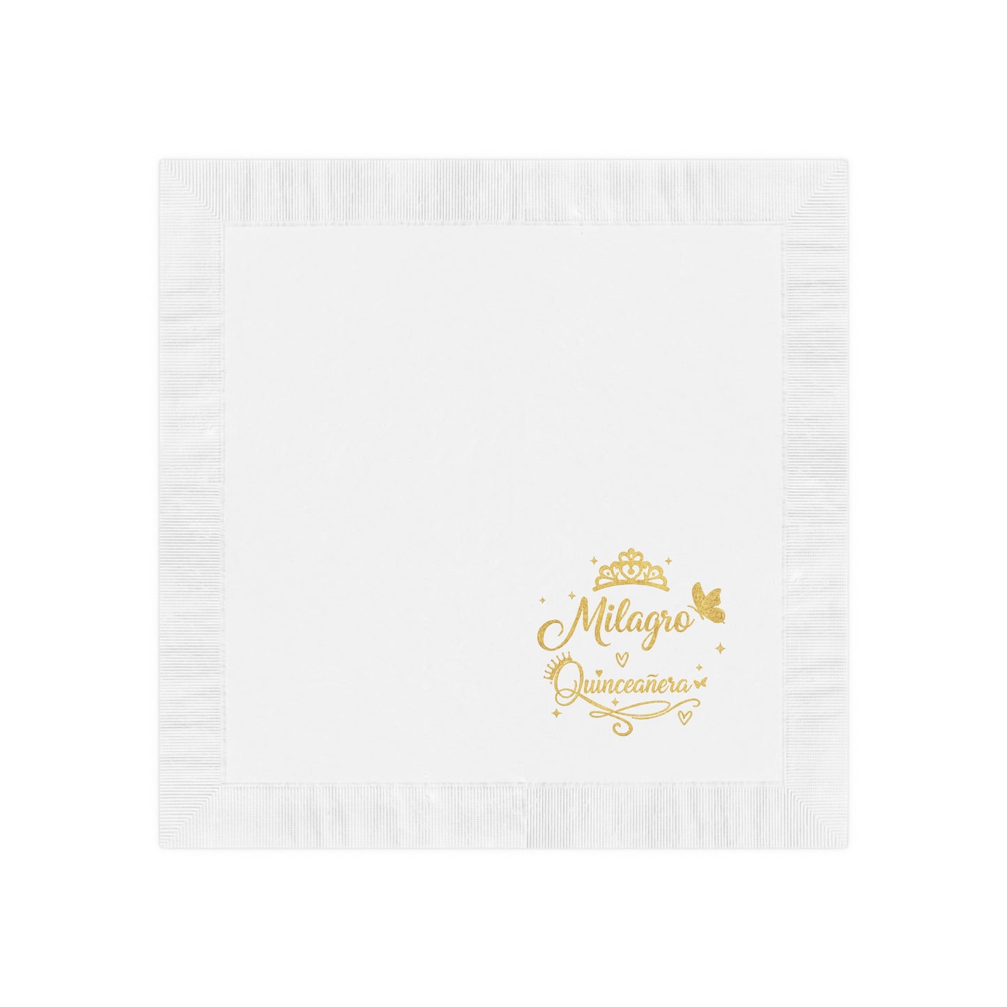 Milagro Quinceañera Napkins | White Coined Paper Napkins