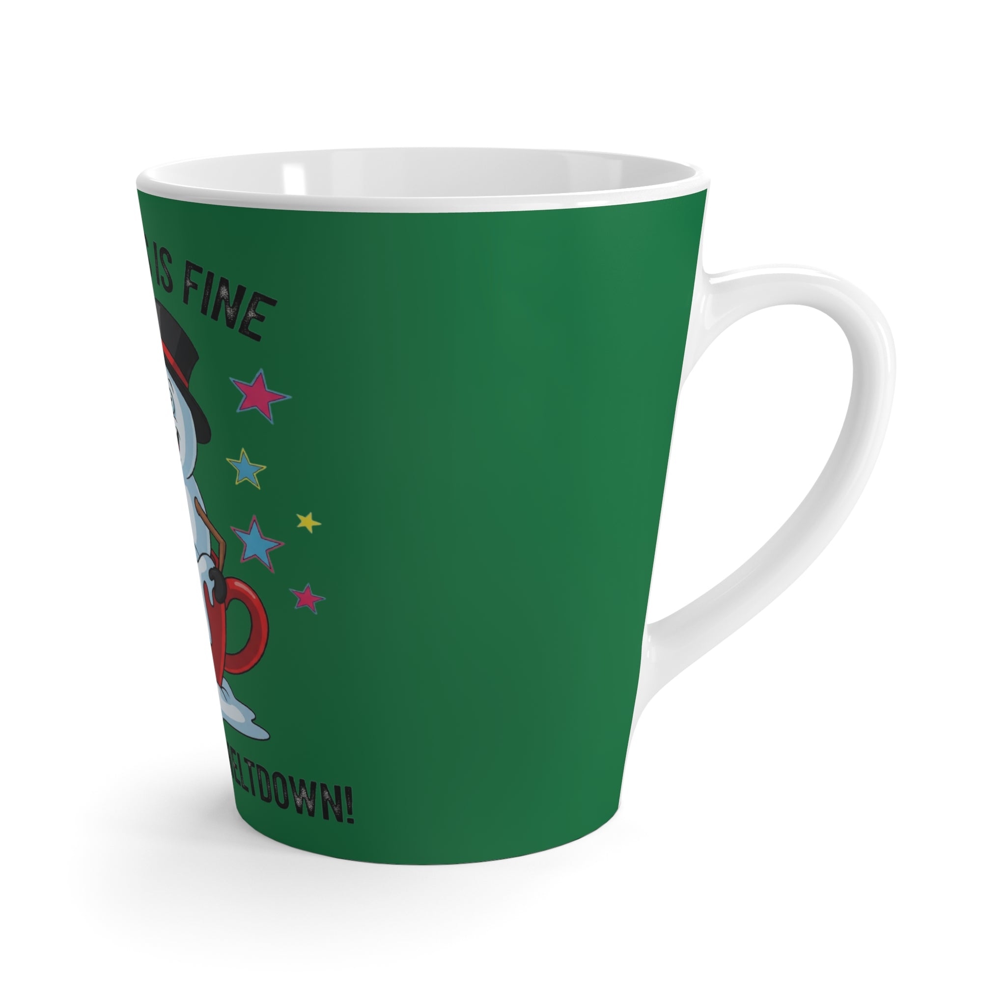 I’m Fine This Is Fine Snowman Latte Mug | Melting Snowman Holiday Coffee Cup