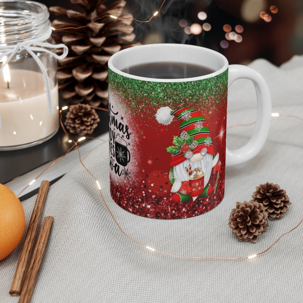 Christmas Candy Canes Cocoa Mug | Gnome Hot Cocoa Holiday Cup, Festive Christmas Mug, Holiday Drinkware, Christmas Gift Idea