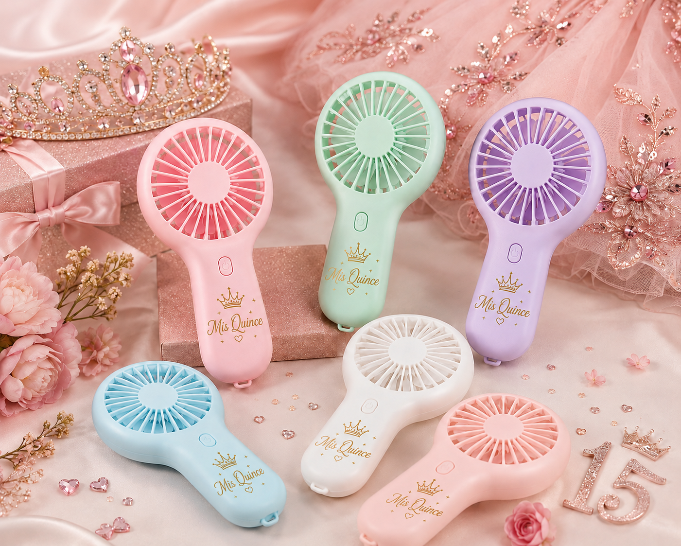 Personalized Quinceañera Handheld Fan – Mis Quince Custom Party Favor