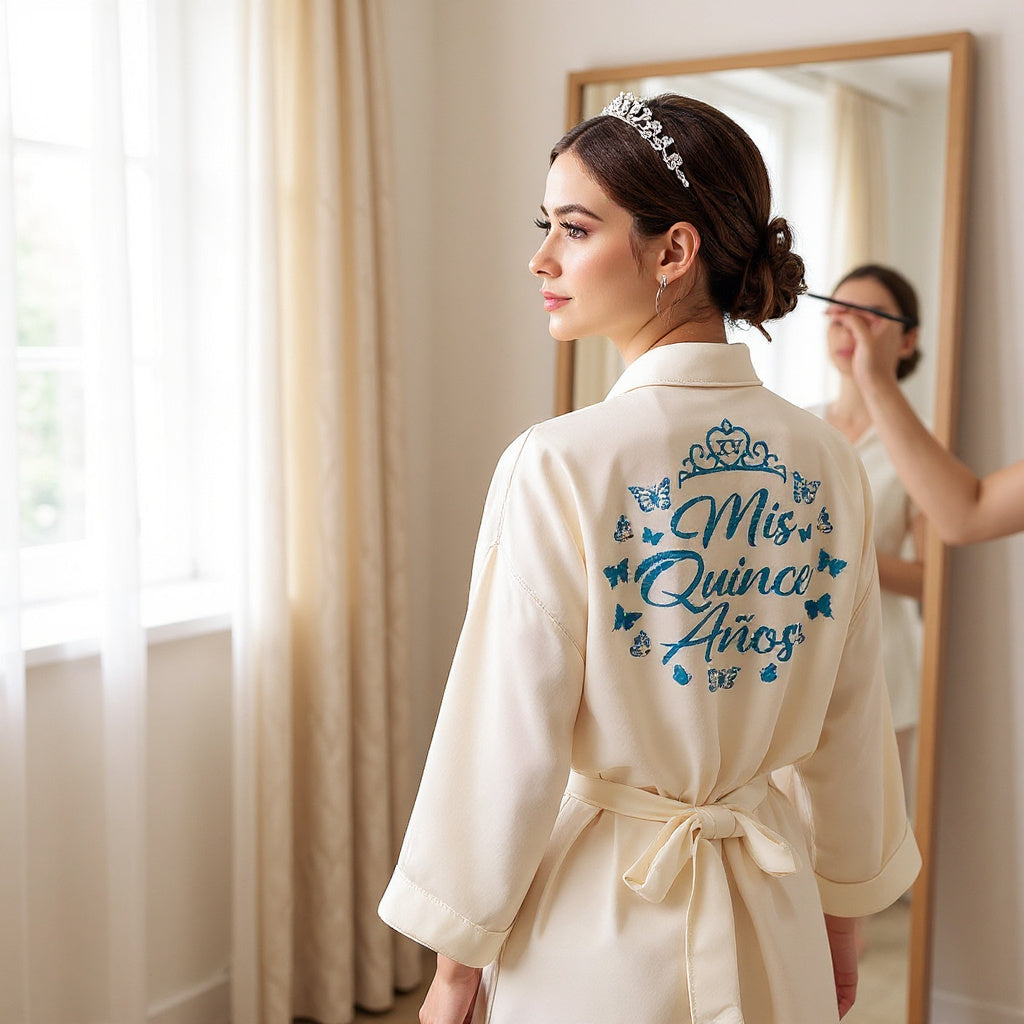 Quinceañera Robe – Custom Mis Quince Años Satin Robe with Name
