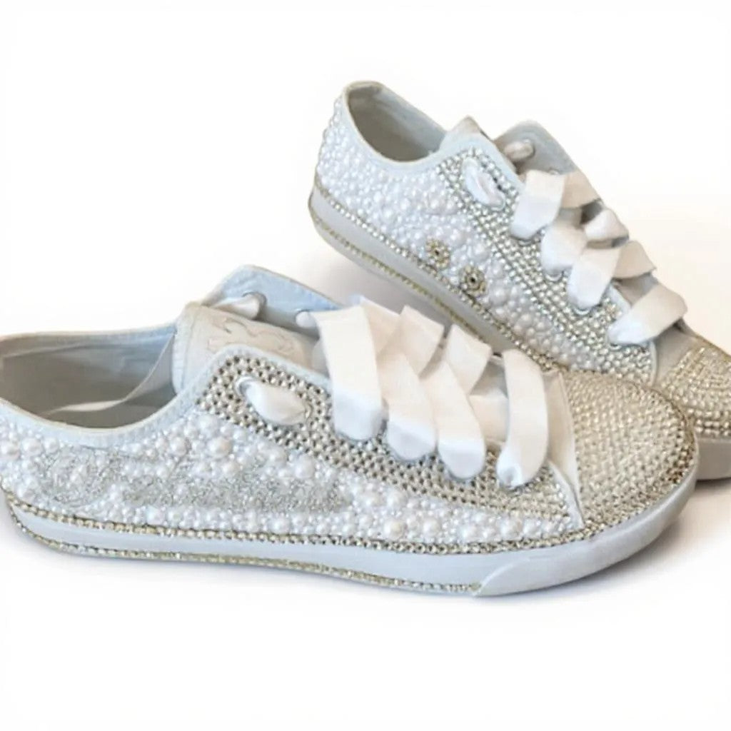 Bride Custom Shoes/Wedding Reception Shoes/Personalized Sneaker/Wedding Sneaker White
