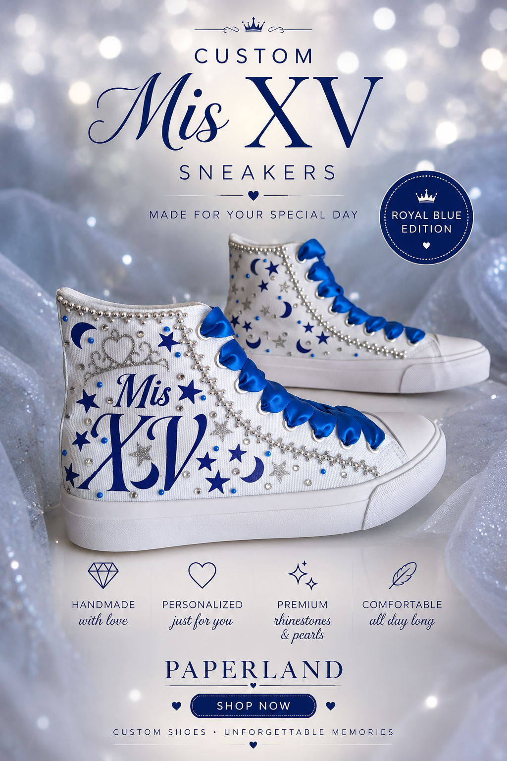 Custom Royal Blue Mis XV Sneakers